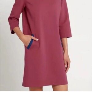 Betabrand Long Sleeve Dress in Mauve and Blue